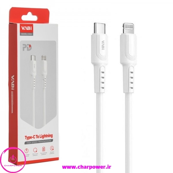  خرید کابل شارژ Type-C به Lightning طول 100 سانتی متر وابی Vabi مدل CA53 