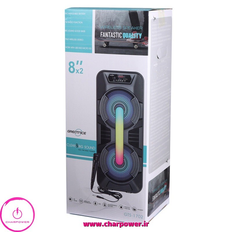  اسپیکر چمدانی بلوتوثی گریت نایس Greatnice مدل GTS-1702 + میکروفون چارپاور 