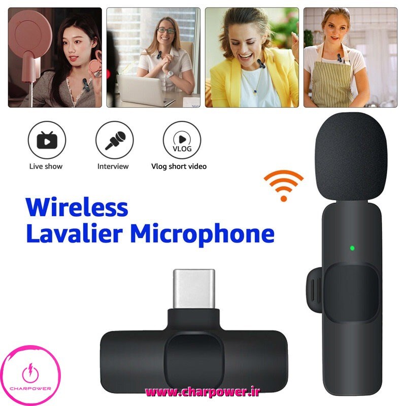  خرید میکروفون یقه‌ای بیسیم Type-C مدل K8 
