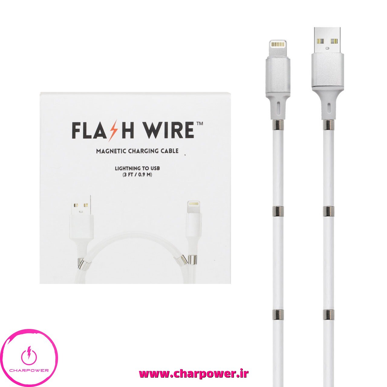  کابل شارژ مگنتی USB به Lightning طول 90 سانتی متر مدل Flash Wire 