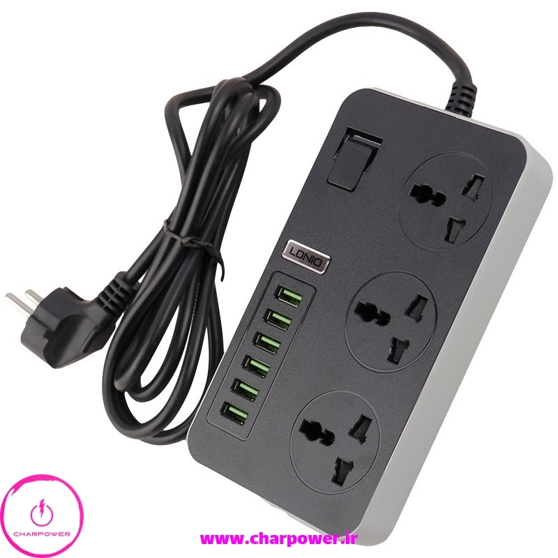  خرید چند راهی، محافظ برق و شارژر USB الدینیو LDNIO مدل SC-09 توان 2500 وات 