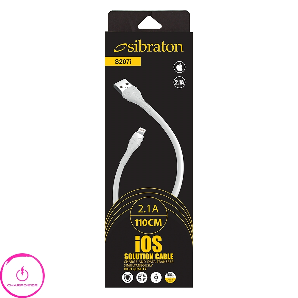  کابل شارژ سیبراتون Sibraton مدل s207i طول 1.1 متر توان 10.5 وات 