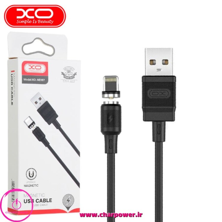کابل شارژ مگنتی USB به Lightning ایکس او XO طول 100 سانتی متر مدل NB187 جریان 2.1 آمپر
